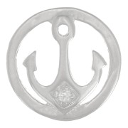 Breloque ronde motif ancre avec oxyde de zirconium 10 mm - Argent 925 - Crystal x1|raw }}