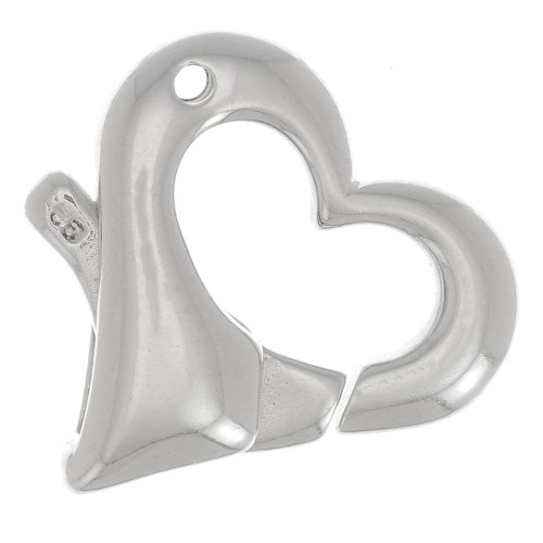 Fermoir coeur mousqueton 14 mm - Argent 925 x1