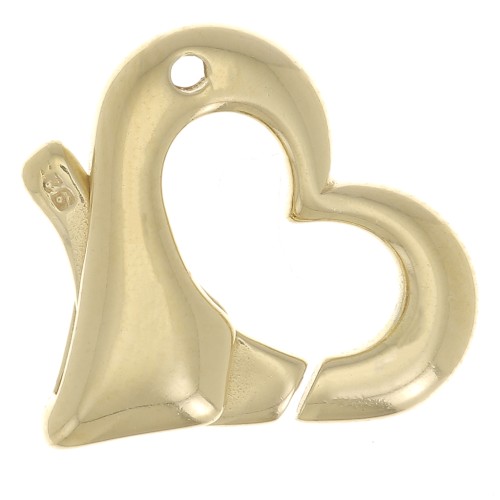 Fermoir coeur mousqueton 14 mm - Argent 925 Doré à l'or fin x1