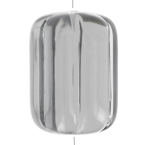 Perle tube striée 25x18 mm en résine transparente - Gris foncé x1
