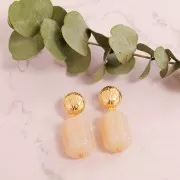 Perle tube striée 25x18 mm en résine transparente - Violet x1