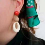 Perle ronde striée en résine opaque 14 mm - Bronze x1