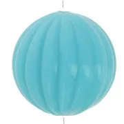 Perle ronde striée en résine opaque 14 mm - Turquoise x1