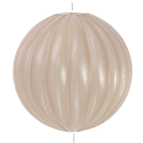 Perle ronde striée en résine opaque 16 mm - Beige nacré x1