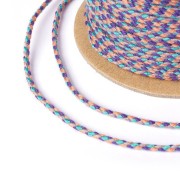 Cordon en coton tressé 2 mm - Turquoise - Orange - Violet - Gris Clair x1m