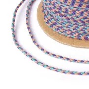Cordon en coton tressé 2 mm - Turquoise - Orange - Violet - Gris Clair x1m