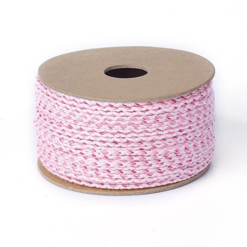 Cordon en coton tressé 2 mm - Rose clair - Rose x1m