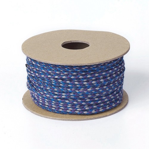 Cordon en coton tressé 2 mm - Bleu marine - Cobalt - Violet - Gris x1m