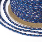 Cordon en coton tressé 2 mm - Bleu marine - Cobalt - Violet - Gris x1m
