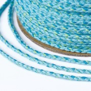 Cordon en coton tressé 2 mm - Bleu Clair - Turquoise - Vert Clair x1m