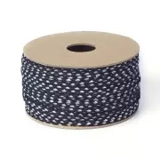 Cordon en coton tressé 2 mm - Noir - Blanc - Marron clair x1m