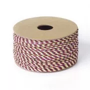 Cordon en coton tressé 2 mm - Prune - Jaune clair - Rose clair - Marron foncé x1m
