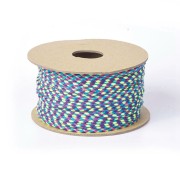 Cordon en coton tressé 2 mm - Prune - Bleu canard - Vert fluo x1m