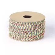 Cordon en coton tressé 2 mm - Jaune fluo - Rose fluo - Marron foncé - Bleu x1m