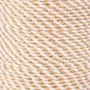 Cordon en coton tressé et fil métallisé 1.5 mm - Blanc - Beige - Marron - Doré x1m