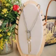 Cordon en coton tressé et fil métallisé 1.5 mm - Blanc - Beige - Marron - Doré x1m