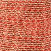 Cordon en coton tressé et fil métallisé 1.5mm - Rouge - Corail - Marron - Doré x1m|raw }}