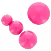 Assortiment 26 perles rondes 6-8-10 mm et 2 cabochons en résine opaque - Fuchsia