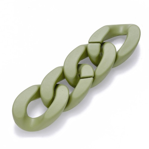 Maillon ovale torsadé en acrylique 30x21 mm - Opaque Olive Mat x1
