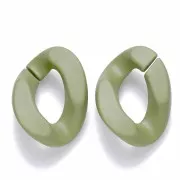 Maillon ovale torsadé en acrylique 30x21 mm - Opaque Olive Mat x1