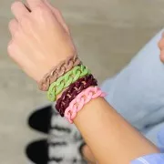 Maillon ovale torsadé en acrylique 22.5x16.5 mm - Rose x1