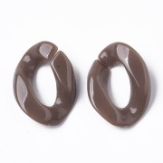 Maillon ovale torsadé en acrylique 22.5x16.5 mm - Marron x1