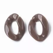 Maillon ovale torsadé en acrylique 22.5x16.5 mm - Marron x1