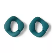 Maillon carré torsadé en acrylique 32x29 mm - Opaque Bleu canard Mat x1