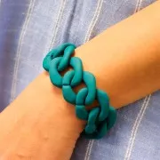 Maillon carré torsadé en acrylique 32x29 mm - Opaque Bleu canard Mat x1