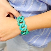 Maillon carré torsadé en acrylique 31x29 mm - Turquoise marbré x1