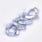 Maillon carré torsadé en acrylique 31x29 mm - Blanc - Gris marbré x1|raw }}