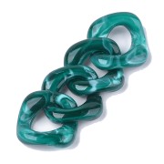 Maillon carré torsadé en acrylique 31x29 mm - Bleu canard marbré x1