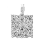 Mini breloque carré avec oxydes de Zirconium  5.5x4 mm - Placage Argent fin - Crystal x1