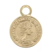 Mini breloque ronde - pièce de monnaie 8 mm - Doré à l'or fin x1