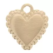 Breloque coeur avec petites boules - style Ex-Voto 10x9 mm - Doré à l'or fin x1