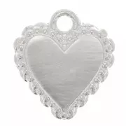 Breloque coeur avec petites boules - style Ex-Voto 10x9 mm - Placage Argent fin x1