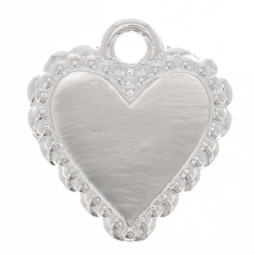 Breloque coeur avec petites boules - style Ex-Voto 10x9 mm - Placage Argent fin x1