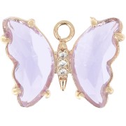 Pendentif papillon en verre avec oxydes de Zirconium  15x20 mm - Doré - Violet - Crystal x1|raw }}