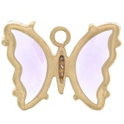 Pendentif papillon en verre avec oxydes de Zirconium  15x20 mm - Doré - Violet - Crystal x1