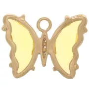 Pendentif papillon en verre avec oxydes de Zirconium  15x20 mm - Doré - Jaune - Crystal x1