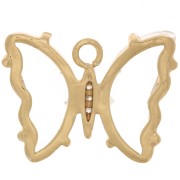 Pendentif papillon en verre avec oxydes de Zirconium  15x20mm - Doré - Transparent - Crystal x1