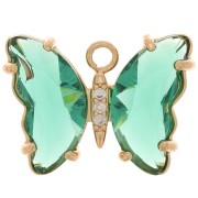 Pendentif papillon en verre avec oxydes de Zirconium  15x20 mm - Doré - Vert - Crystal x1|raw }}