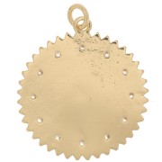 Pendentif rond ethnique avec oxydes de Zirconium  et résine époxy 20 mm - Doré - Blanc x1