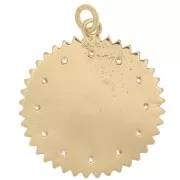 Pendentif rond ethnique avec oxydes de Zirconium  et résine époxy 20 mm - Doré - Blanc x1