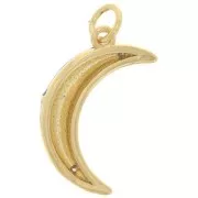 Pendentif demi lune avec oxydes de Zirconium  et résine époxy 21x12 mm Doré - Bleu - Crystal x1