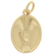 Pendentif ovale motif lune avec oxydes de Zirconium  et résine époxy 16.5x11.5mm - Doré - Noir