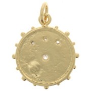 Pendentif rond oeil mystique avec oxydes de Zirconium  & résine époxy 16mm - Doré - Blanc x1