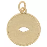 Pendentif rond oeil avec oxydes de Zirconium  & résine époxy 15 mm - Doré - Noir x1