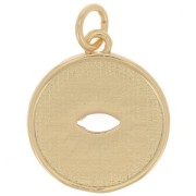 Pendentif rond oeil avec oxydes de Zirconium  & résine époxy 15mm - Doré - White pearl x1