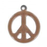 Breloques peace résine époxy 19 mm Marron x10